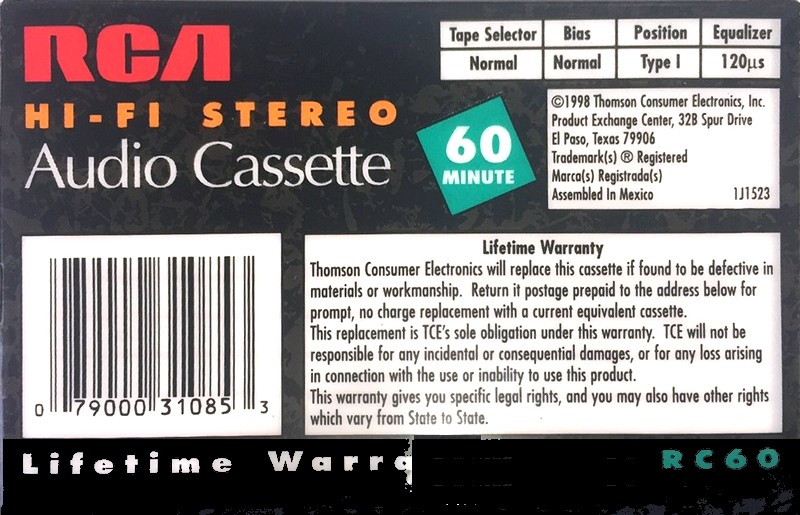 Compact Cassette: Unknown RCA -  60