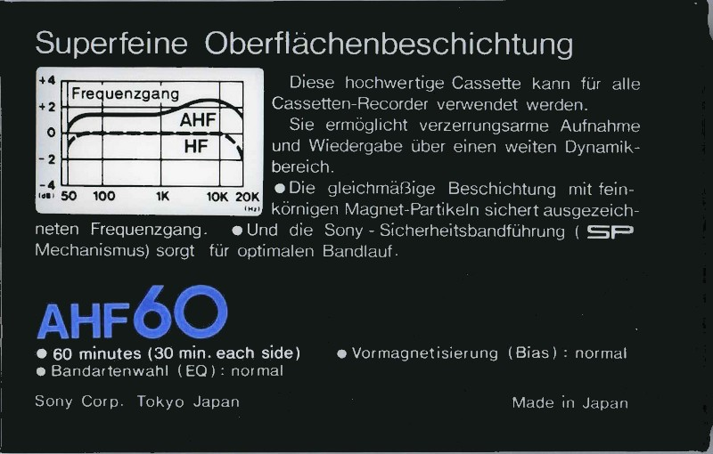 Compact Cassette: Sony  - AHF 60