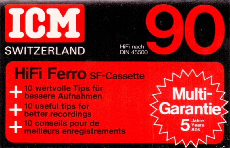 Compact Cassette ICM HIFI Ferro 90 "SF-Cassette" Type I Normal 1982 Europe