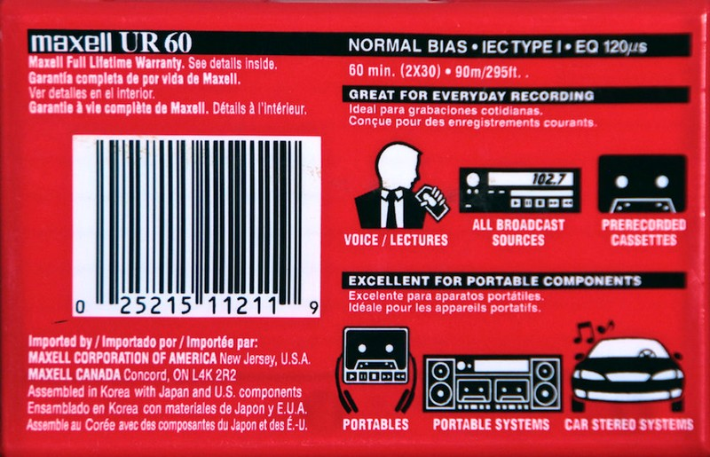 Compact Cassette Maxell UR 60 Type I Normal 2002 North America