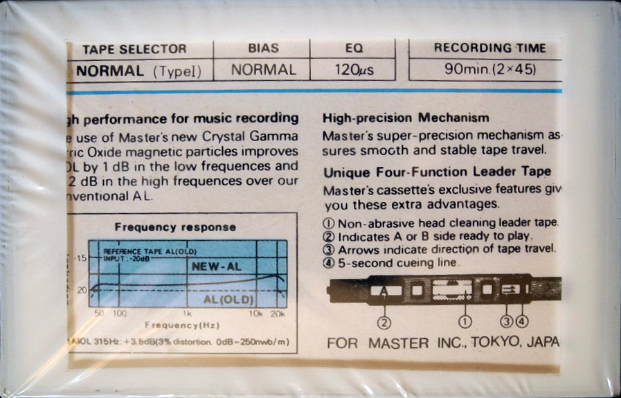 Compact Cassette Master AL 90 Type I Normal 1985 Worldwide