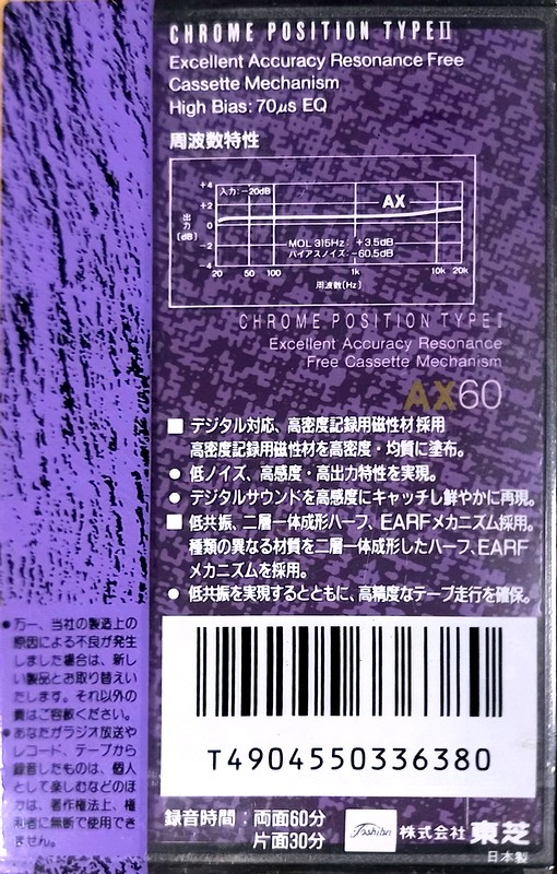 Compact Cassette Aurex AX 60 Type II Chrome 1990 Japan