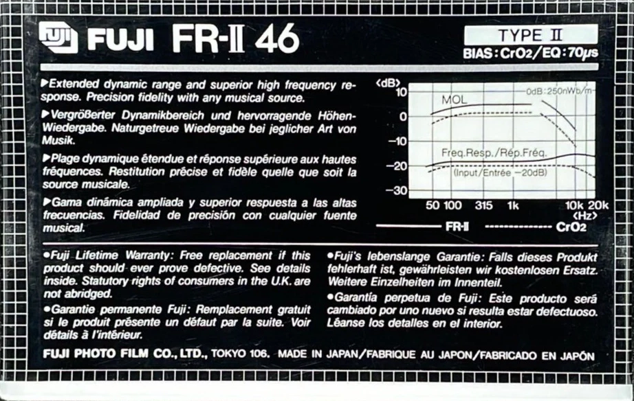 Compact Cassette Fuji FR-II 46 Type II Chrome 1982 Europe