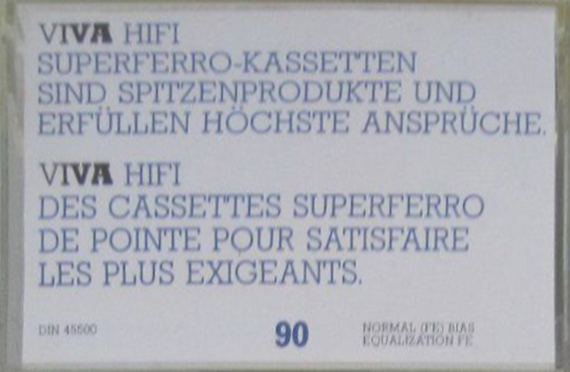 Compact Cassette VIVA HIFI Superferro 90 Type I Normal 1985 France, Germany