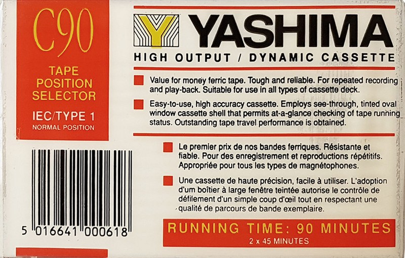 Compact Cassette Yashima 90 Type I Normal 1993 Europe
