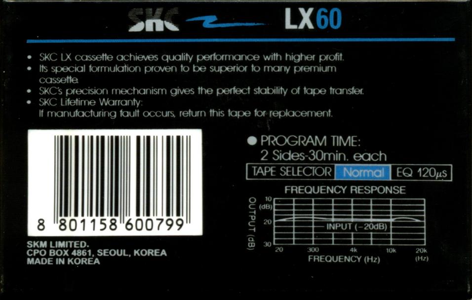 Compact Cassette SKC LX 60 Type I Normal 1991 Europe