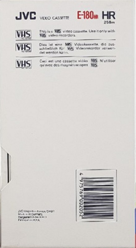 VHS, Video Home System JVC HR 180 Type I Normal 1987 Europe