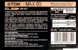 Compact Cassette TDK MA-X 60 Type IV Metal 1988 Australia, Europe