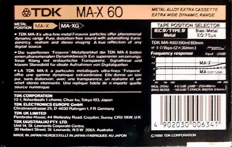 Compact Cassette: TDK  - MA-X 60