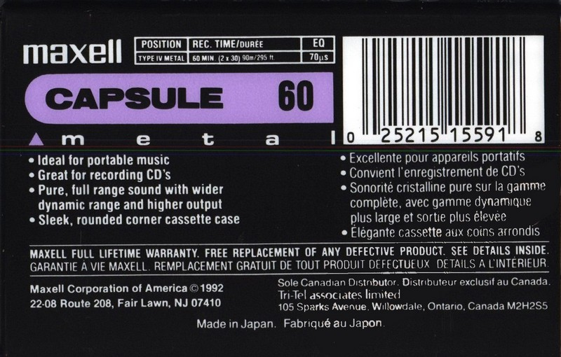 Compact Cassette: Maxell / Hitachi Maxell - Capsule 60