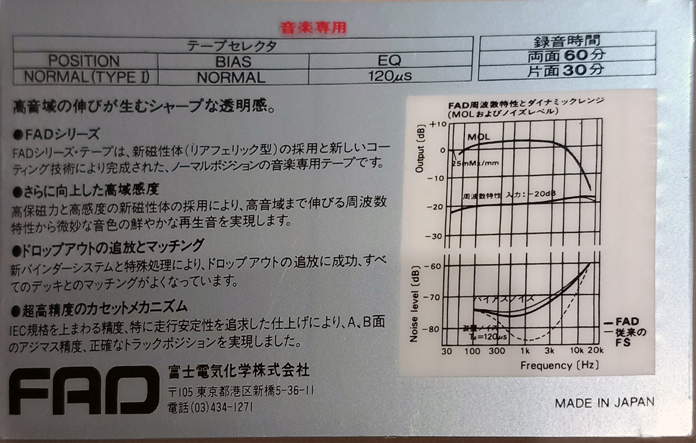 Compact Cassette Fujitsu FAD 60 Type I Normal Japan