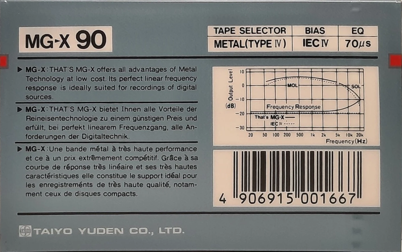 Compact Cassette Thats MG-X 90 Type IV Metal 1987 Europe