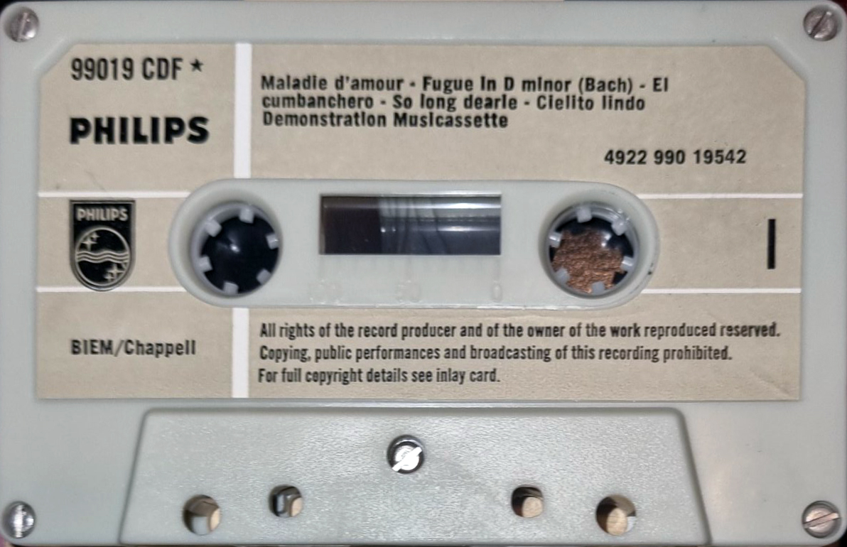 Compact Cassette Philips EL 1903 60 "Demonstration Musicassette" Type I Normal 1964 Europe