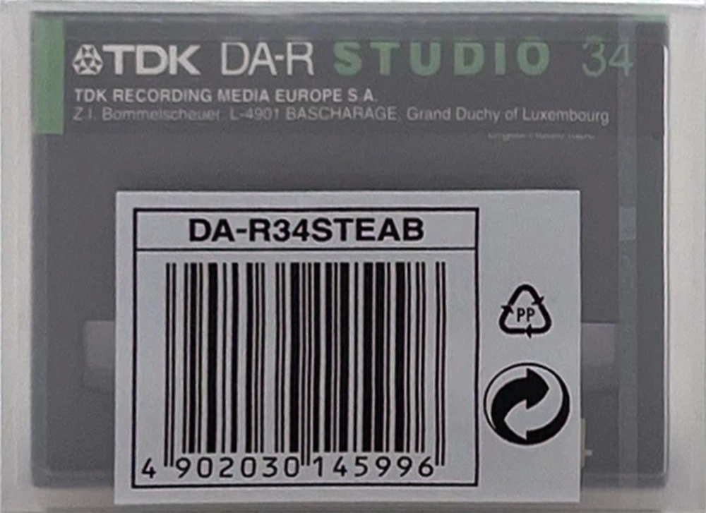 Digital Audio Tape TDK DA-R Studio 34 "DA-R34STEAB" Type IV Metal 1992 Europe