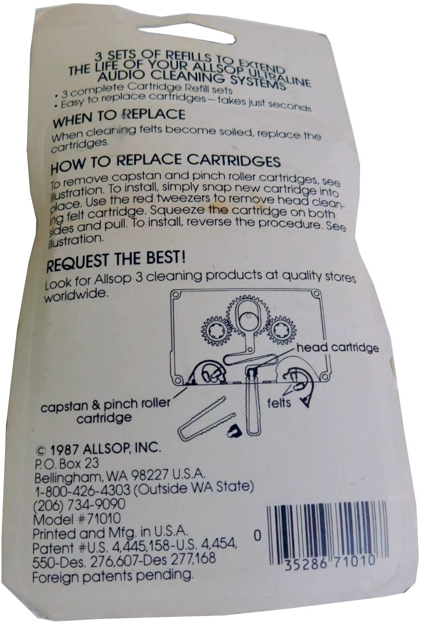 Blister Allsop Cleaning Cassette 1987 USA