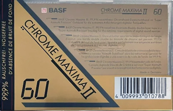 Compact Cassette BASF Chrome Maxima II 60 "big text" Type II Chrome 1991 Europe