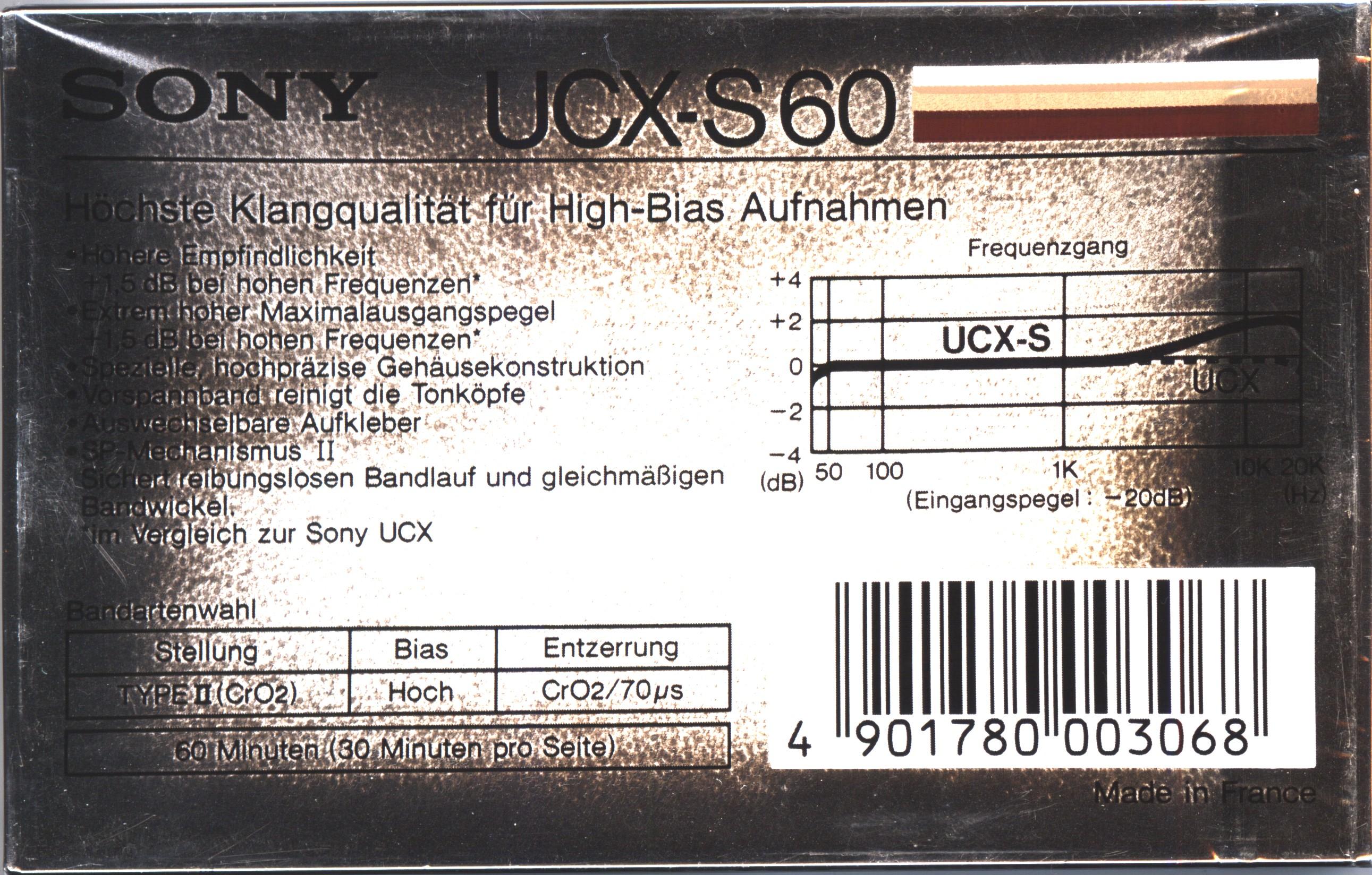 Compact Cassette Sony UCX-S 60 Type II Chrome 1985 Germany