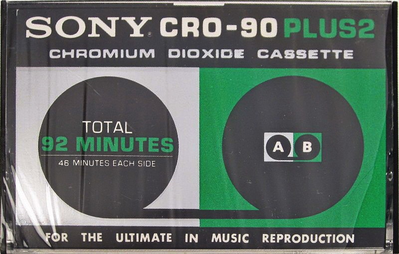 Compact Cassette Sony 90+2 "CRO-90PLUS2" Type II Chrome 1974 USA