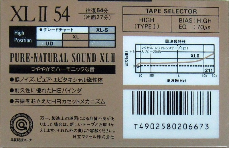 Compact Cassette Maxell XLII 54 Type II Chrome 1989 Japan