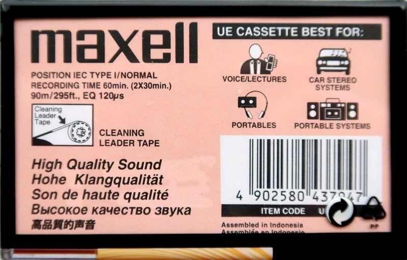 Compact Cassette Maxell UE 60 "UE-60" Type I Normal 2000 Worldwide