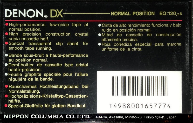 Compact Cassette Denon DX 60 Type I Normal 1990 Europe