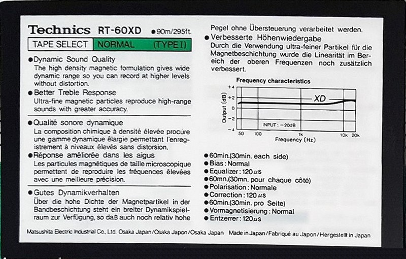 Compact Cassette: Matsushita Technics - XD 60