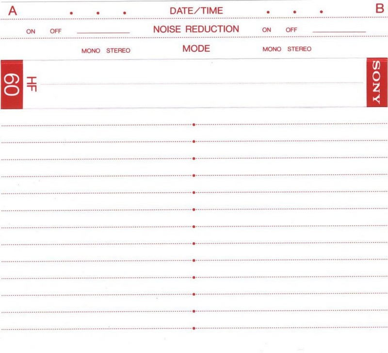 Compact Cassette Sony HF 60 Type I Normal 1983 USA