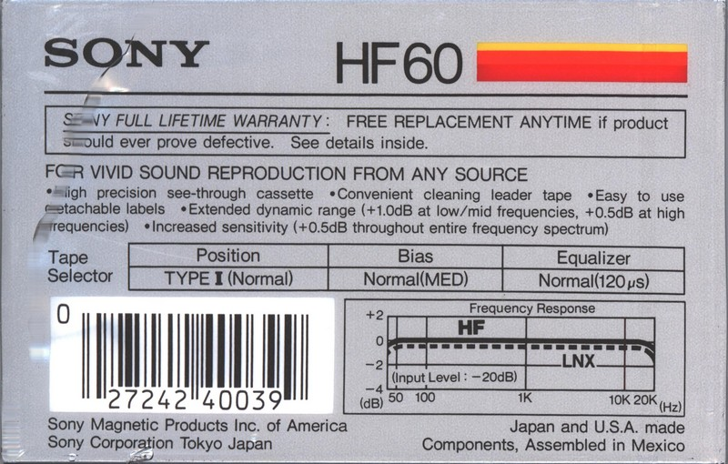 Compact Cassette: Sony  - HF 60