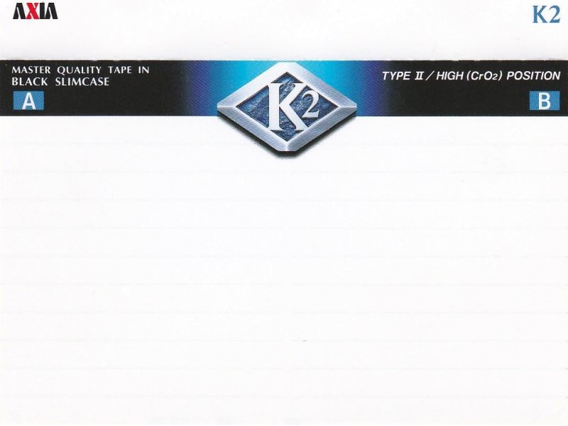 Compact Cassette AXIA K2 60 "K2C 60" Type II Chrome 1997 Japan