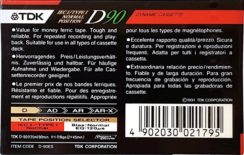 Compact Cassette: TDK  - D 90