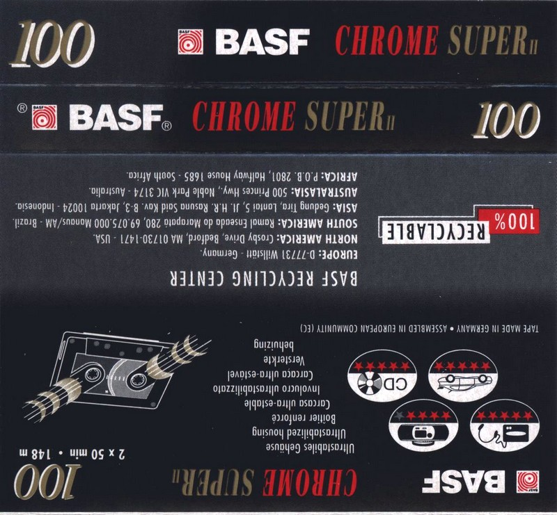 Compact Cassette BASF Chrome Super II 100 Type II Chrome 1993 Germany