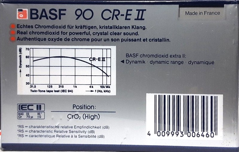 Compact Cassette BASF Chromdioxid Extra II 90 "CR-E II" Type II Chrome 1985 Europe