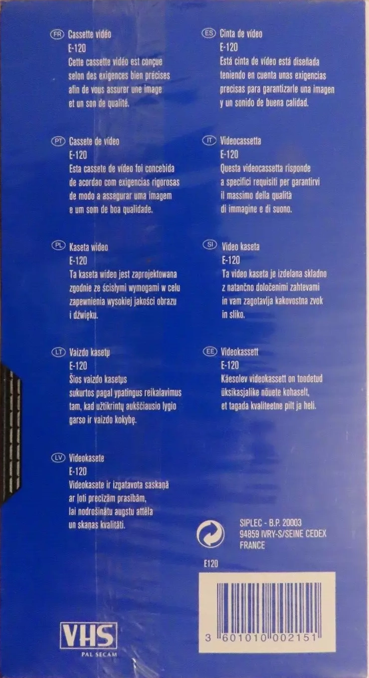 VHS, Video Home System Eco + 120 Type I Normal Europe