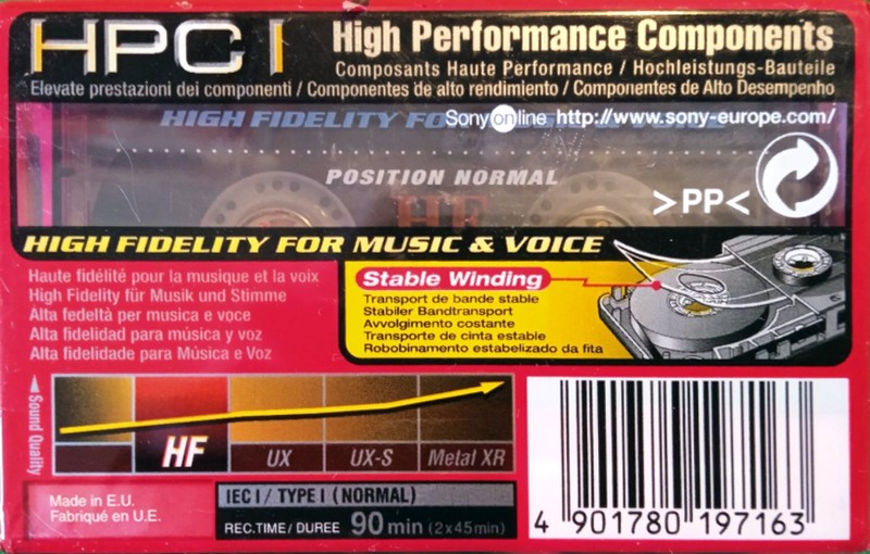 Compact Cassette Sony HF 90 Type I Normal 2000 Europe