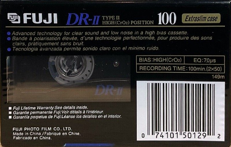 Compact Cassette Fuji DR-II 100 Type II Chrome 1995 North America