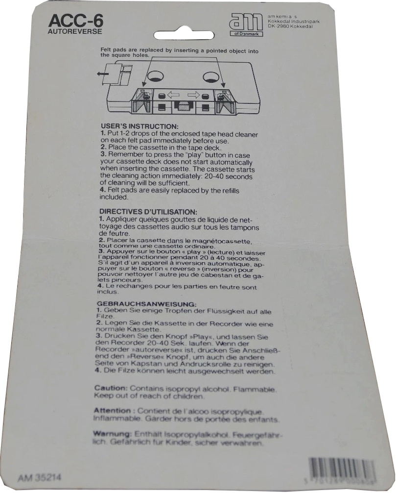 Blister AM "ACC-6" Cleaning Cassette Europe