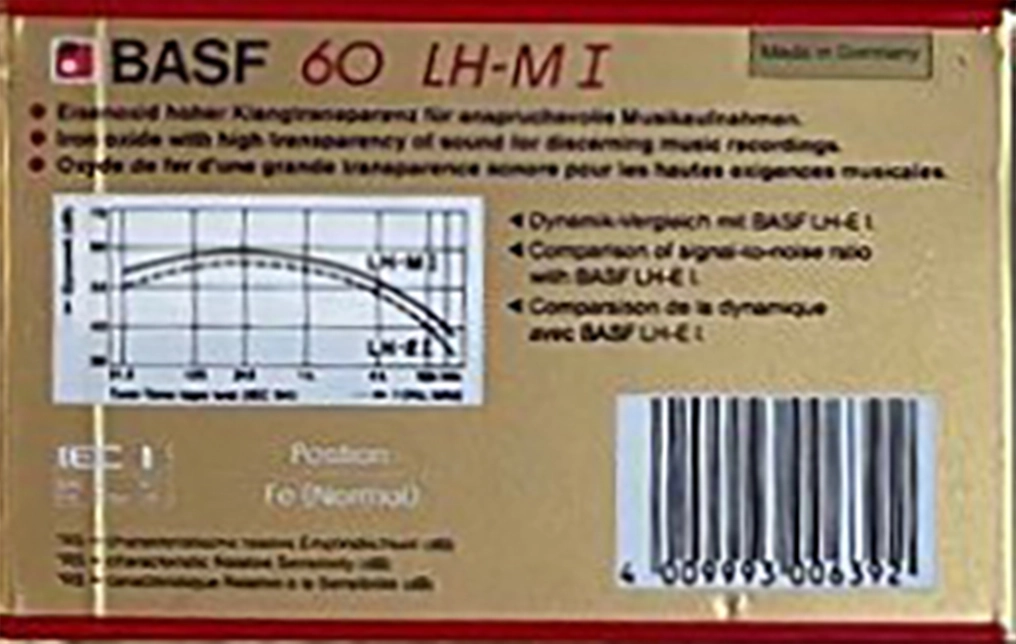 Compact Cassette BASF LH Maxima I 60 "LH-M I" Type I Normal 1985 Europe