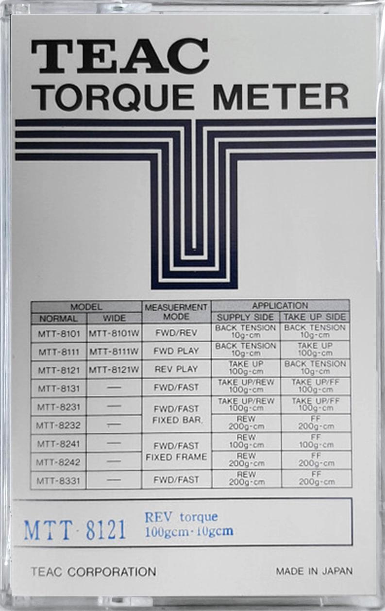 Compact Cassette Teac MTT "8121 Torque meter" Test Cassette Japan
