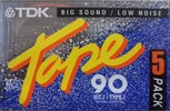 5 pack TDK 90 "Tape Big sound" Type I Normal 1993 UK