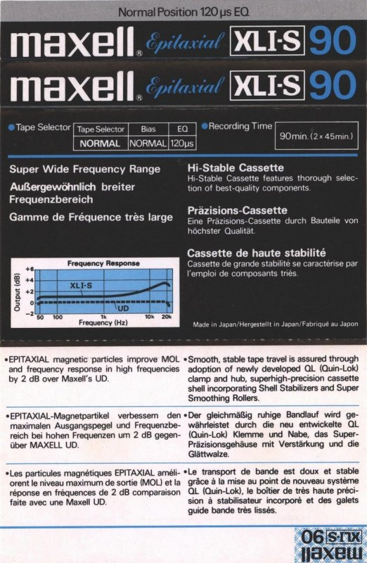 Compact Cassette Maxell XLI-S 90 Type I Normal 1980 Europe
