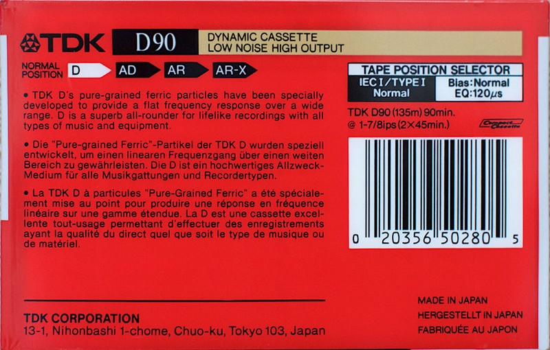 Compact Cassette: TDK  - D 90