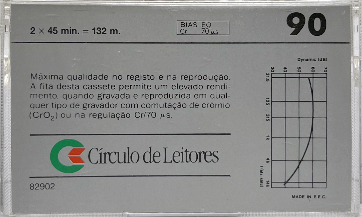 Compact Cassette Circulo de Leitores 90 "Cromio CR" Type II Chrome 1986 Portugal