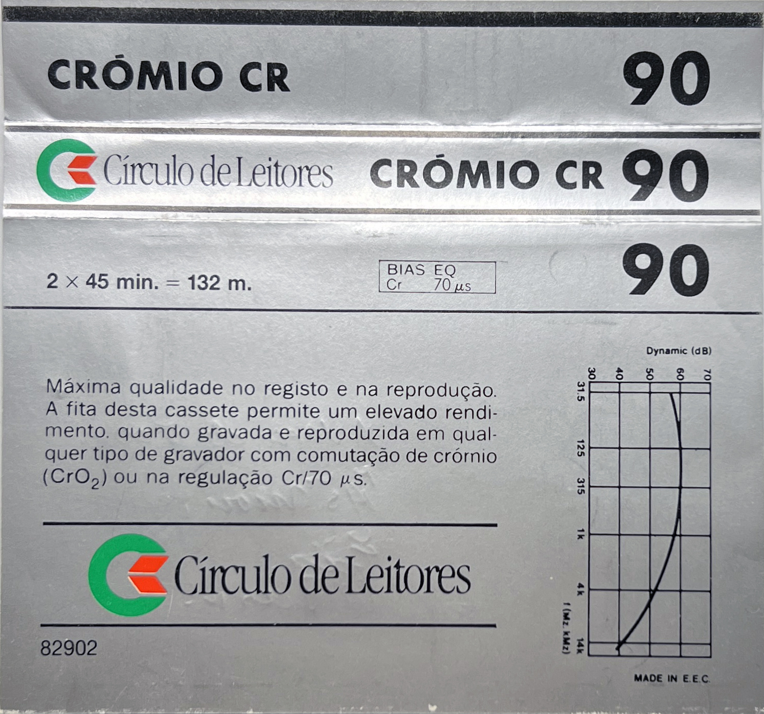 Compact Cassette Circulo de Leitores 90 "Cromio CR" Type II Chrome 1986 Portugal