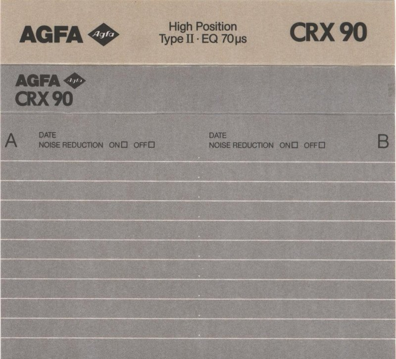 Compact Cassette AGFA CRX 90 Type II Chrome 1989 Europe