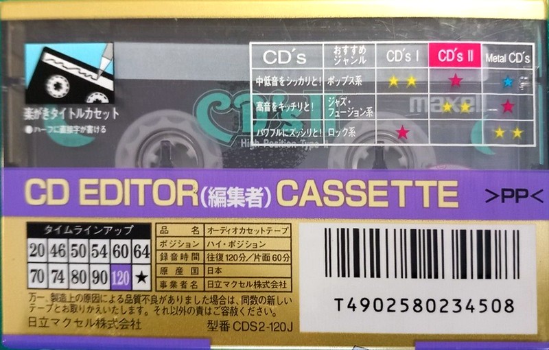 Compact Cassette Maxell CD`s II / CD`s 2 120 "CDS2-120J" Type II Chrome 1995 Japan