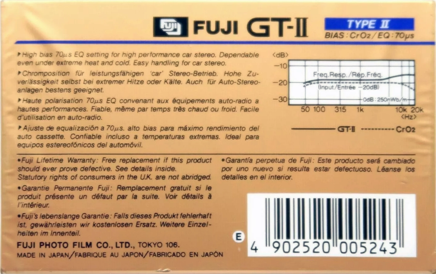 Compact Cassette Fuji GT-II 90 Type II Chrome 1983 Europe