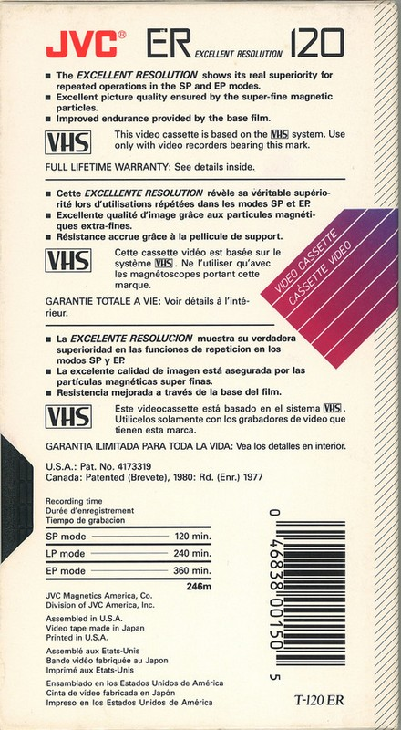 VHS, Video Home System:  JVC - ER 120