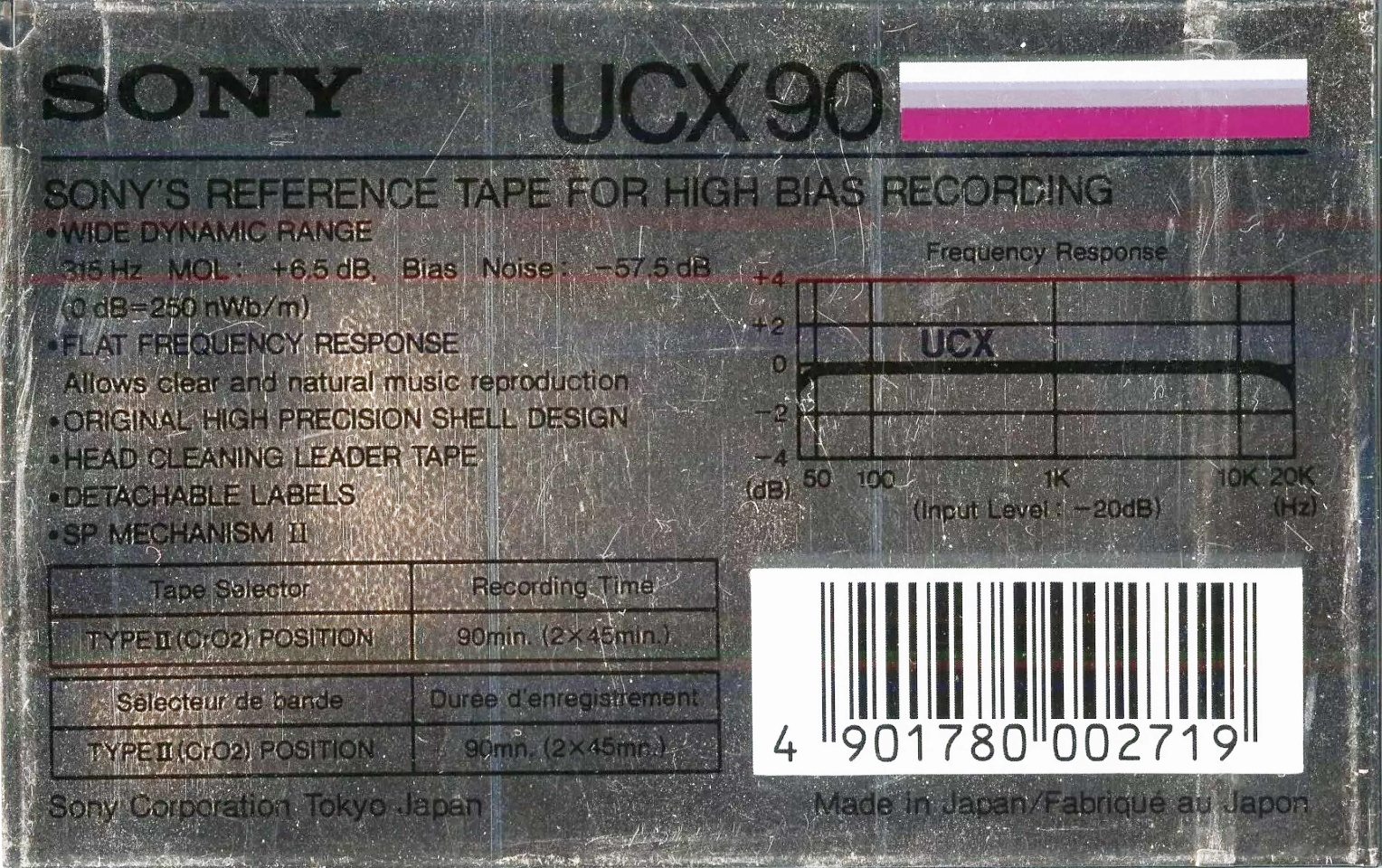 Compact Cassette Sony UCX 90 Type II Chrome 1985 Europe