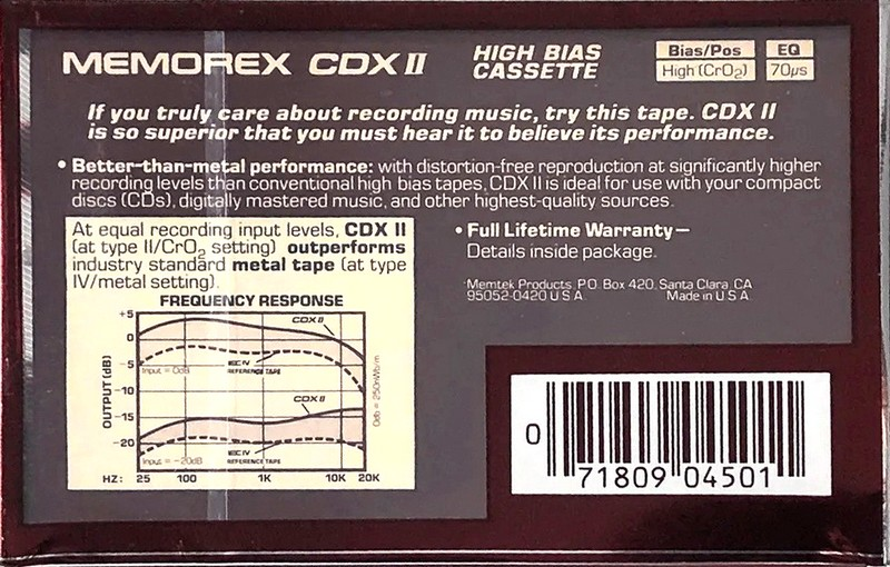 Compact Cassette: Memorex  - CDX II 90