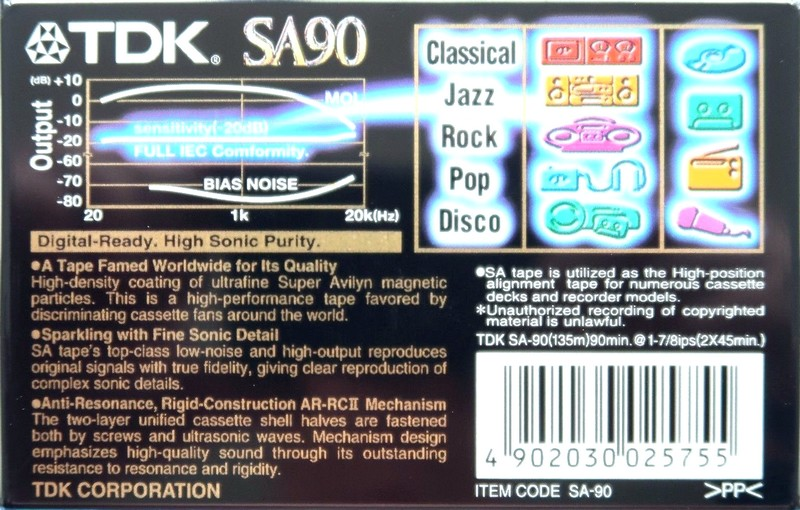 Compact Cassette TDK SA 90 "SA-90" Type II Chrome 1997 Worldwide